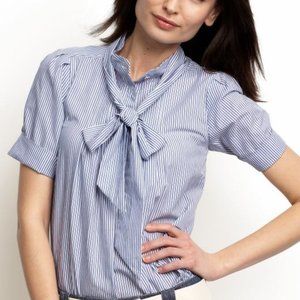 Banana Republic Removeable Tie Bow Classic Striped blouse NEW